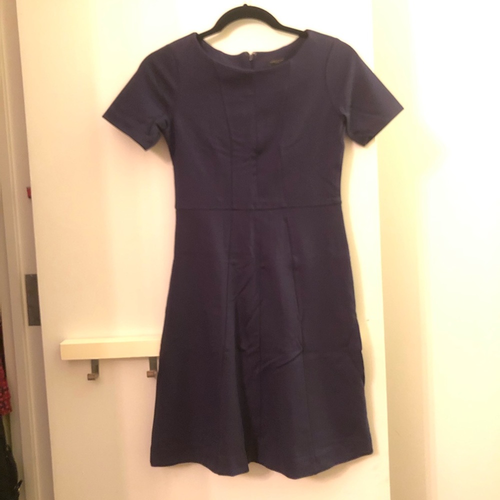 Petite Ann Taylor Navy Short Sleeve A-line Dress!